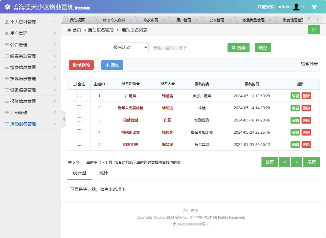 基于SSM框架的智慧小区物业综合管理系统 - 活动报名管理.png界面截图