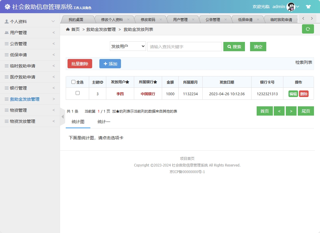基于SSM框架的社会救助申请与审核平台 - 救助金发放管理.png界面截图