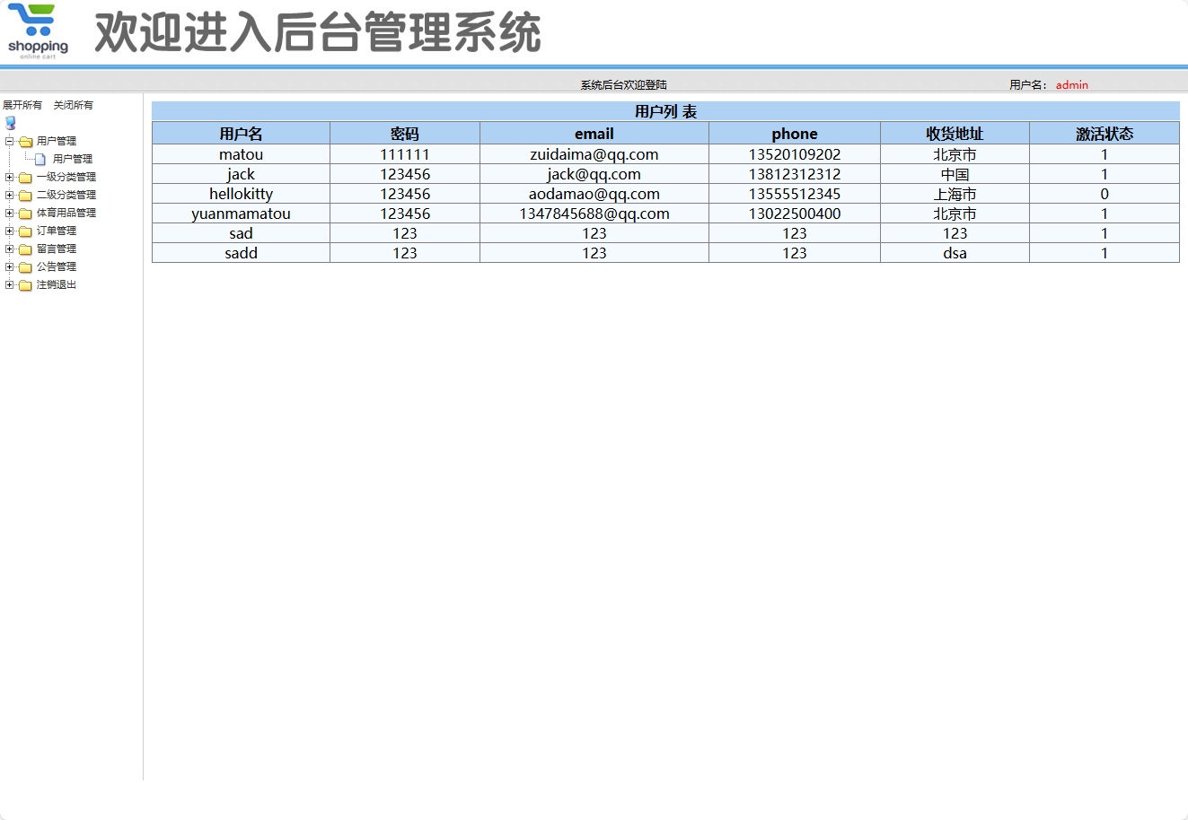 基于SSM框架的在线体育用品销售系统 - 用户管理.png界面截图