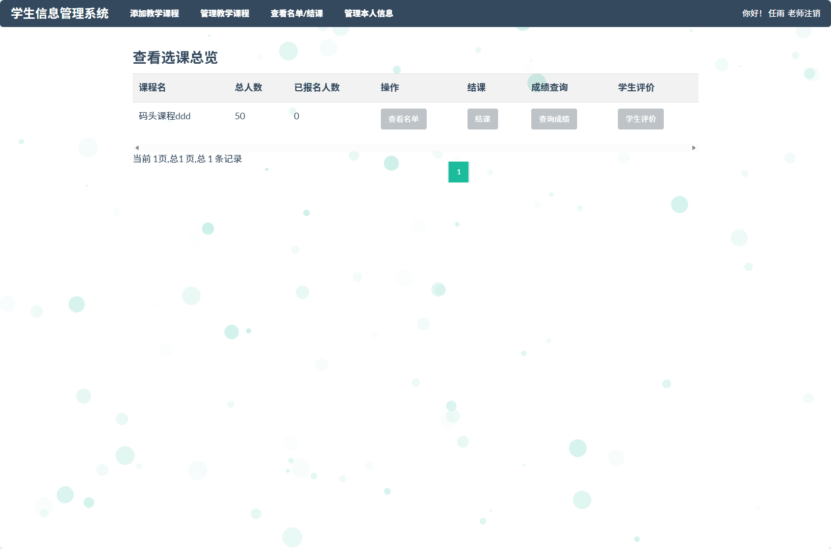 基于SSM框架的学生信息管理平台 - 查看选课总览.png界面截图