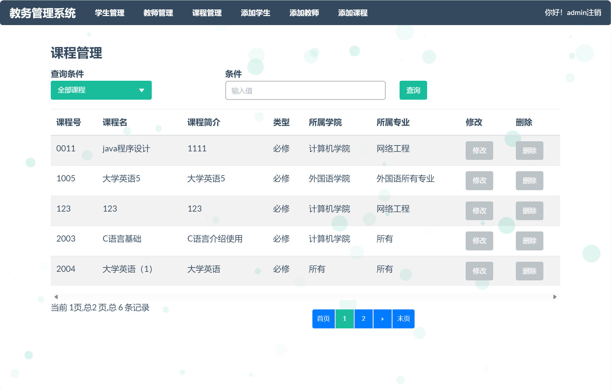 基于SSM框架的高校学生教务综合管理系统 - 课程管理.jpg界面截图