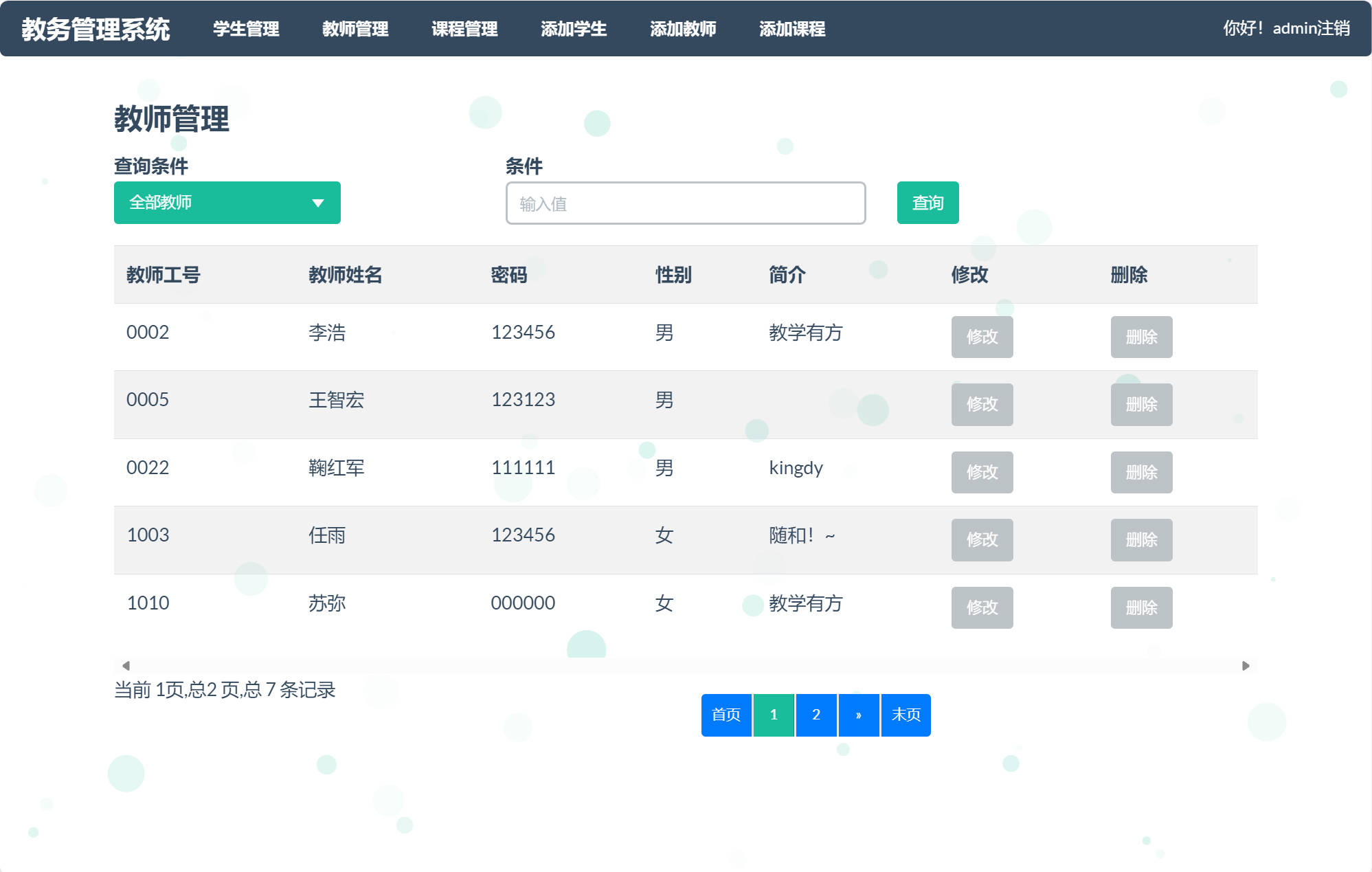 基于SSM框架的高校学生教务综合管理系统 - 教师管理.jpg界面截图